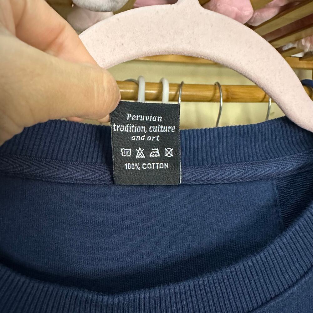 ILLARI SOUVENIRS Crew Neck Sweater POLERA RUMI LACRE Navy Blue Size Large‎ - Picture 14 of 14